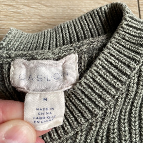 Caslon sweater keyhole back neck tie 100% cotton rib knit pullover - Picture 4 of 6